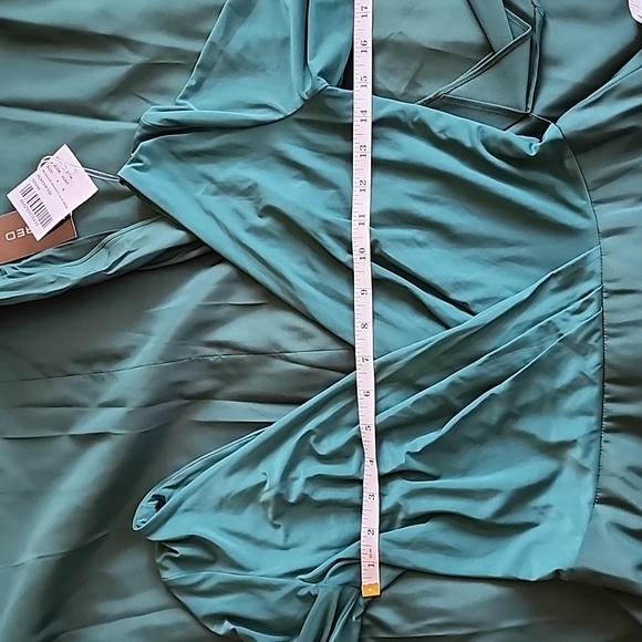 Alfred Sung Three-Quarter Sleeve Draped Full Skirt Dress In Hunter D736 … - Picture 7 of 10